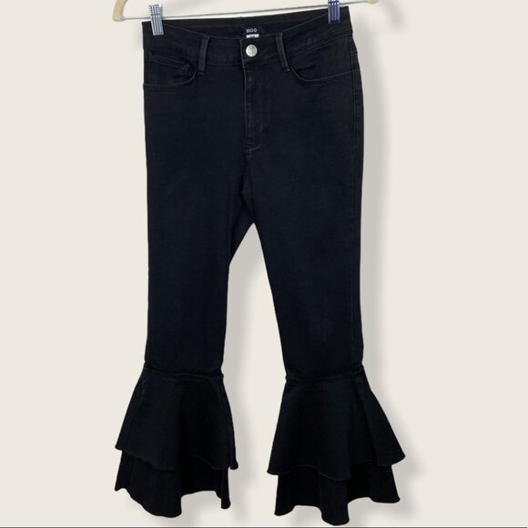 URBAN Outfitters‎ Ruffle Flare Jeans High Rise Black Size 24 Bell Bottom Denim - Picture 5 of 14